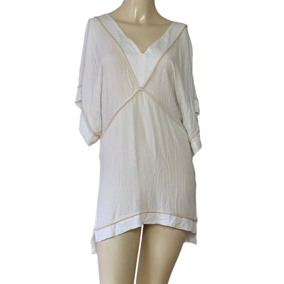 ViX Paula Harmanny off-white‎ rayon Tunic Swimsuit Beach gauze like Coverup - Picture 1 of 8